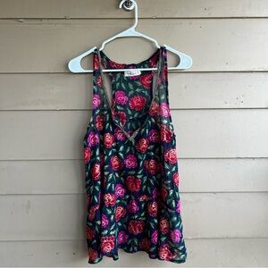 Abercrombie + Fitch Rose Floral Peplum Tank Top Size L Sheer Lightweight Spring